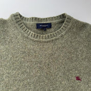 Khaki Womens Burberry Woolen Knitted Jumper 12-14 - Threads Uncovered