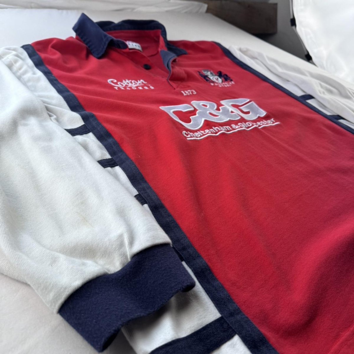 Late 1990s Gloucester Rugby Cotton Traders Rugby Polo Shirt XXL - Threads Uncovered