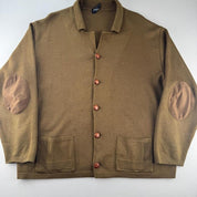 Late 1990s Yves Saint Laurent Embroidered Logo Thick Wool Blend Cardigan L - Threads Uncovered