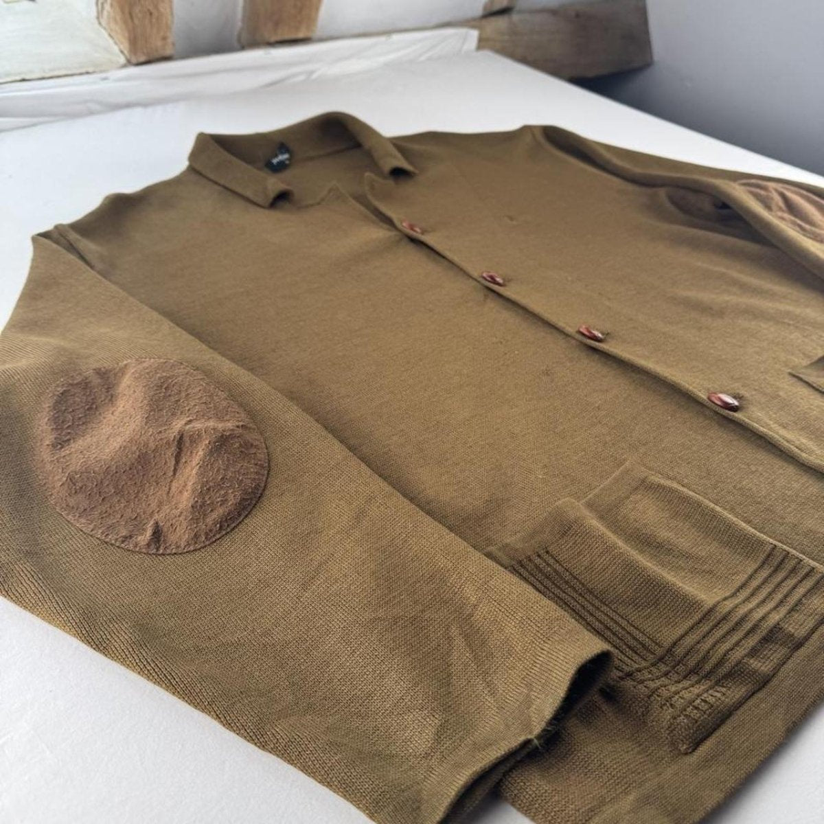 Late 1990s Yves Saint Laurent Embroidered Logo Thick Wool Blend Cardigan L - Threads Uncovered