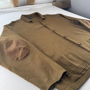 Late 1990s Yves Saint Laurent Embroidered Logo Thick Wool Blend Cardigan L - Threads Uncovered