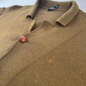 Late 1990s Yves Saint Laurent Embroidered Logo Thick Wool Blend Cardigan L - Threads Uncovered
