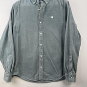 Light Teal Carhartt WIP Long Sleeve Madison Corduroy Button Down Shirt S - Threads Uncovered