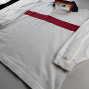 Mens Tommy Hilfiger Embroidered Logo Pannel Rugby Polo Shirt M - Threads Uncovered