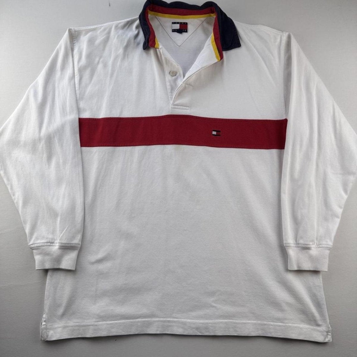 Mens Tommy Hilfiger Embroidered Logo Pannel Rugby Polo Shirt M - Threads Uncovered