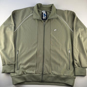 Mid 2000s Nike Embroidered Khaki Pinstripe Track Jacket XL - Threads Uncovered