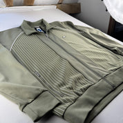 Mid 2000s Nike Embroidered Khaki Pinstripe Track Jacket XL - Threads Uncovered