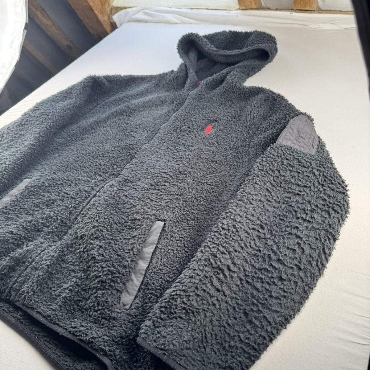 Modern Polo Ralph Lauren Red Pony Sherpa High Neck Fleece Jacket XL - Threads Uncovered