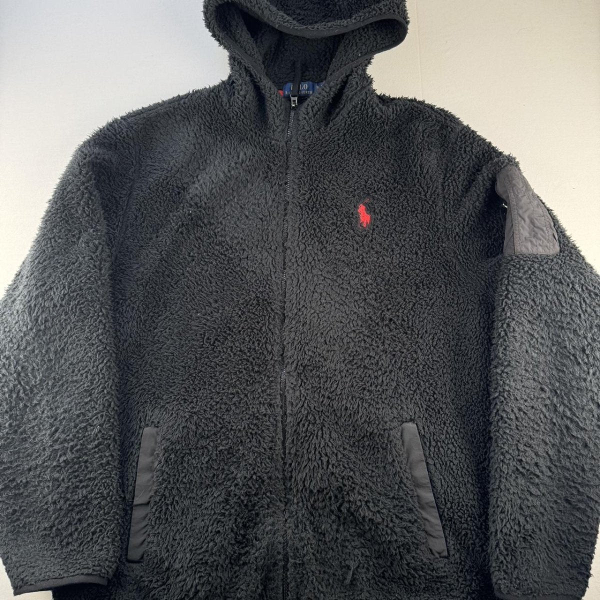 Modern Polo Ralph Lauren Red Pony Sherpa High Neck Fleece Jacket XL - Threads Uncovered