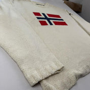 Napapijri Cream Oversized Spellout Knitted Jumper XL - Threads Uncovered