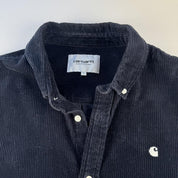 Navy Carhartt WIP Long Sleeve Madison Corduroy Button Down Shirt L - Threads Uncovered