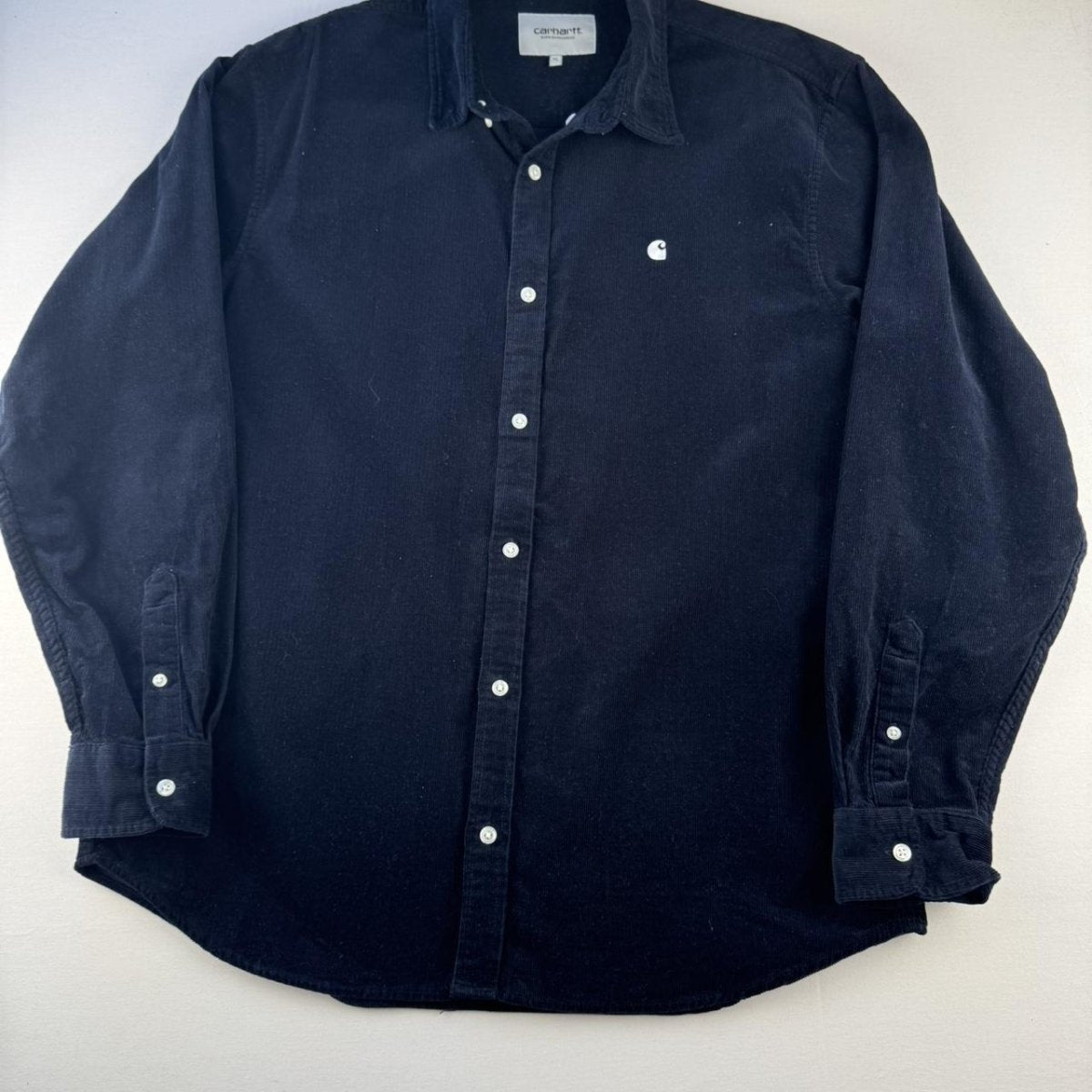 Navy Carhartt WIP Long Sleeve Madison Corduroy Button Down Shirt XL - Threads Uncovered