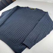 Navy Timberland Embroidered Heavyweight Knitted Sweatshirt M - Threads Uncovered
