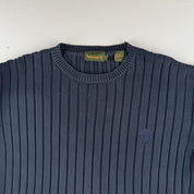 Navy Timberland Embroidered Heavyweight Knitted Sweatshirt M - Threads Uncovered