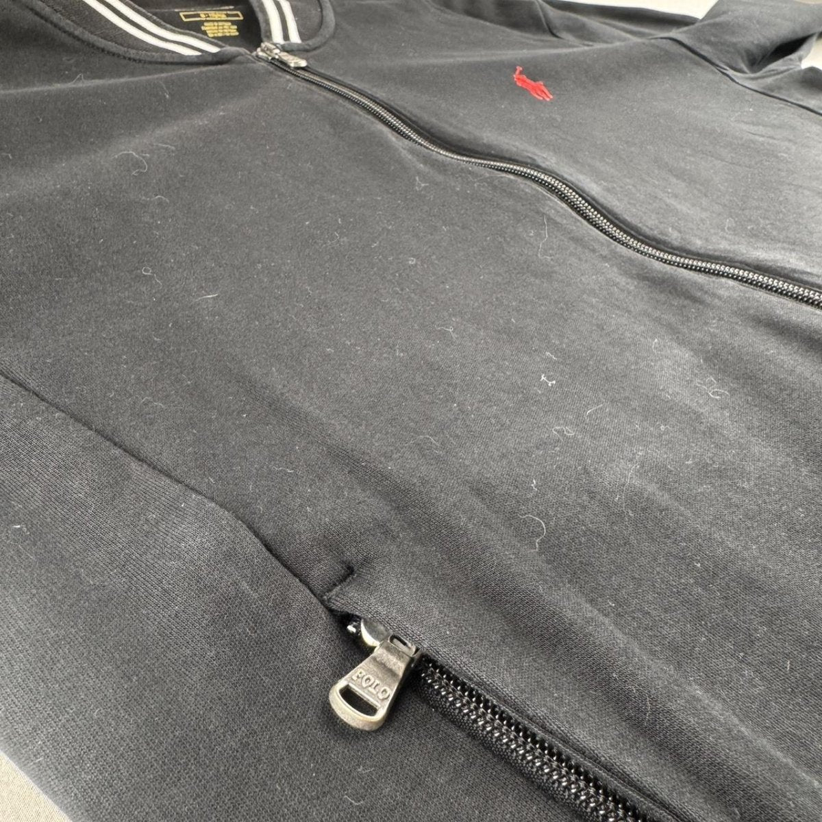 Polo Ralph Lauren Black Cotton Track Jacket M - Threads Uncovered