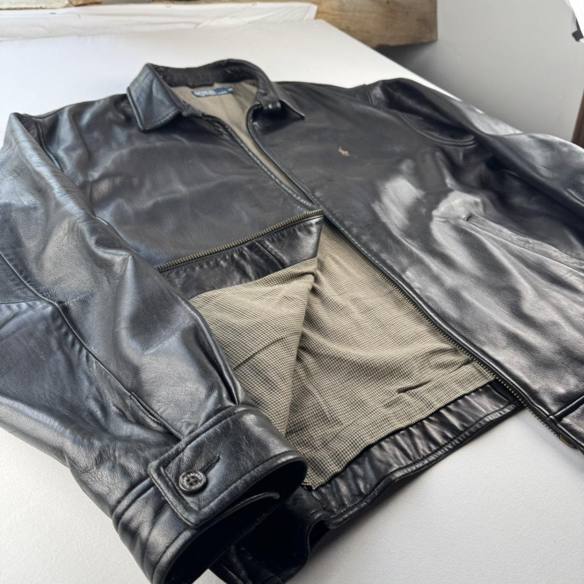 Polo Ralph Lauren Black Leather Jacket XL - Threads Uncovered
