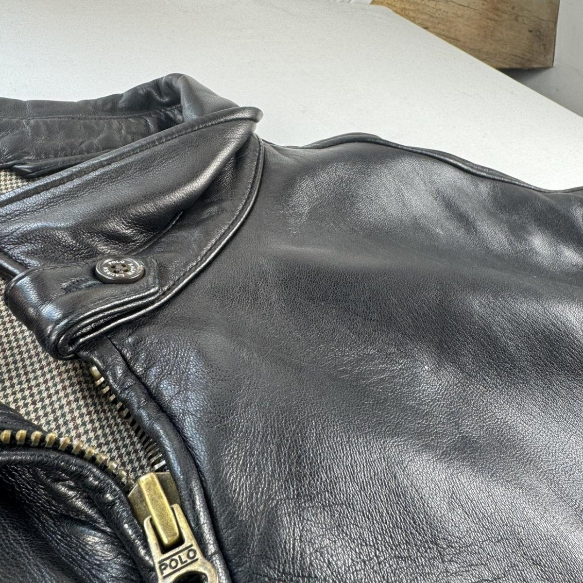 Polo Ralph Lauren Black Leather Jacket XL - Threads Uncovered