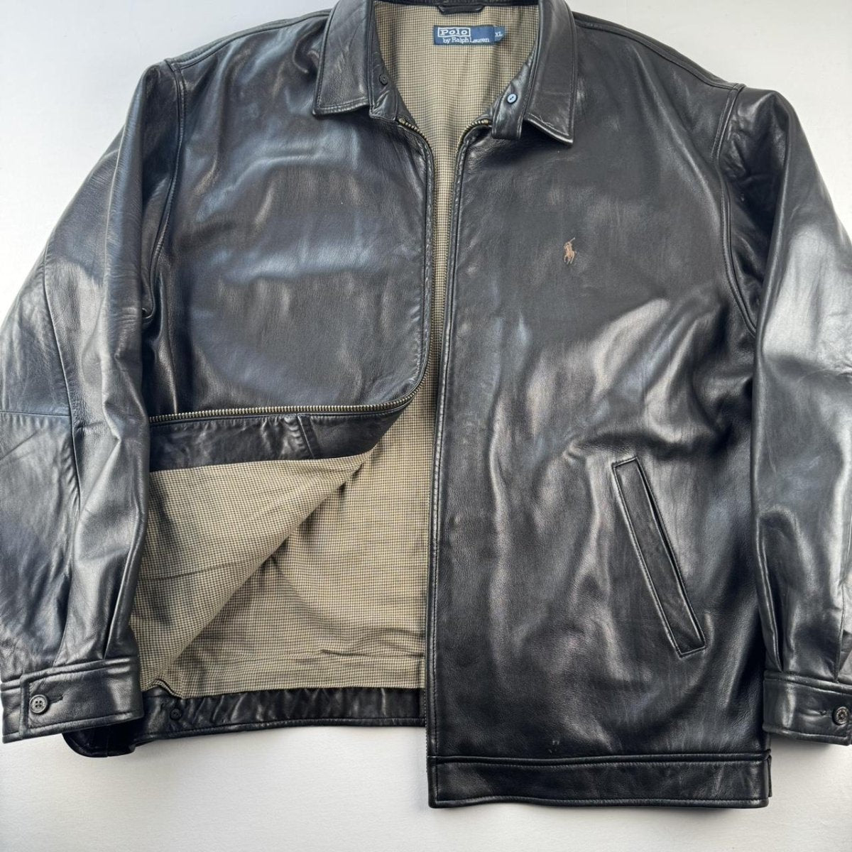 Polo Ralph Lauren Black Leather Jacket XL - Threads Uncovered