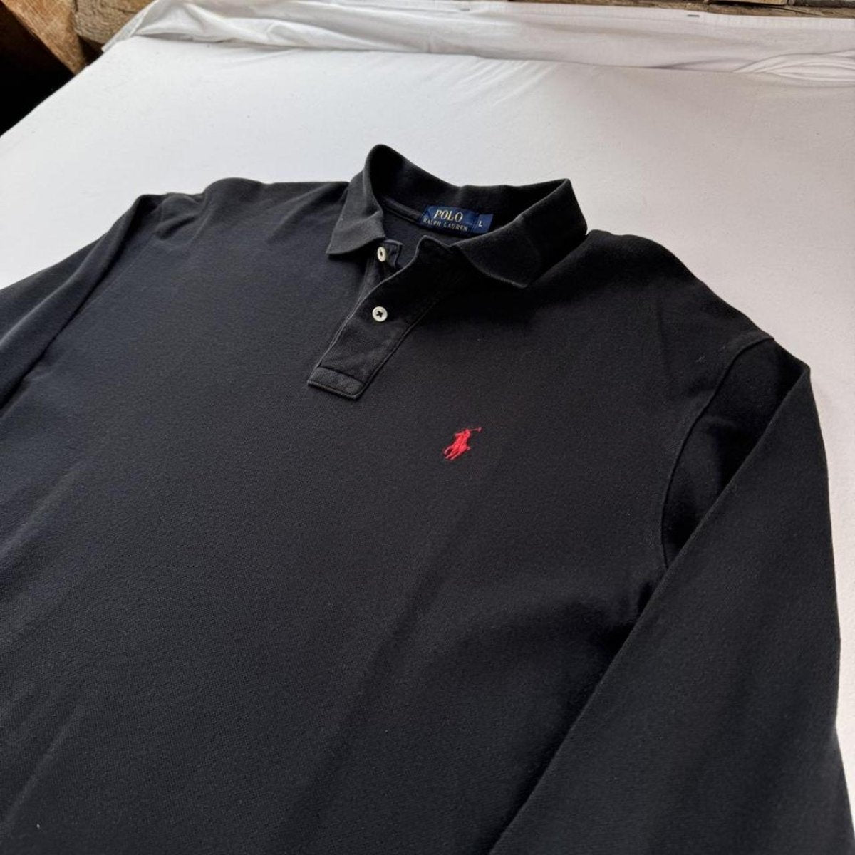 Polo Ralph Lauren Black Long Sleeve Polo Shirt L - Threads Uncovered