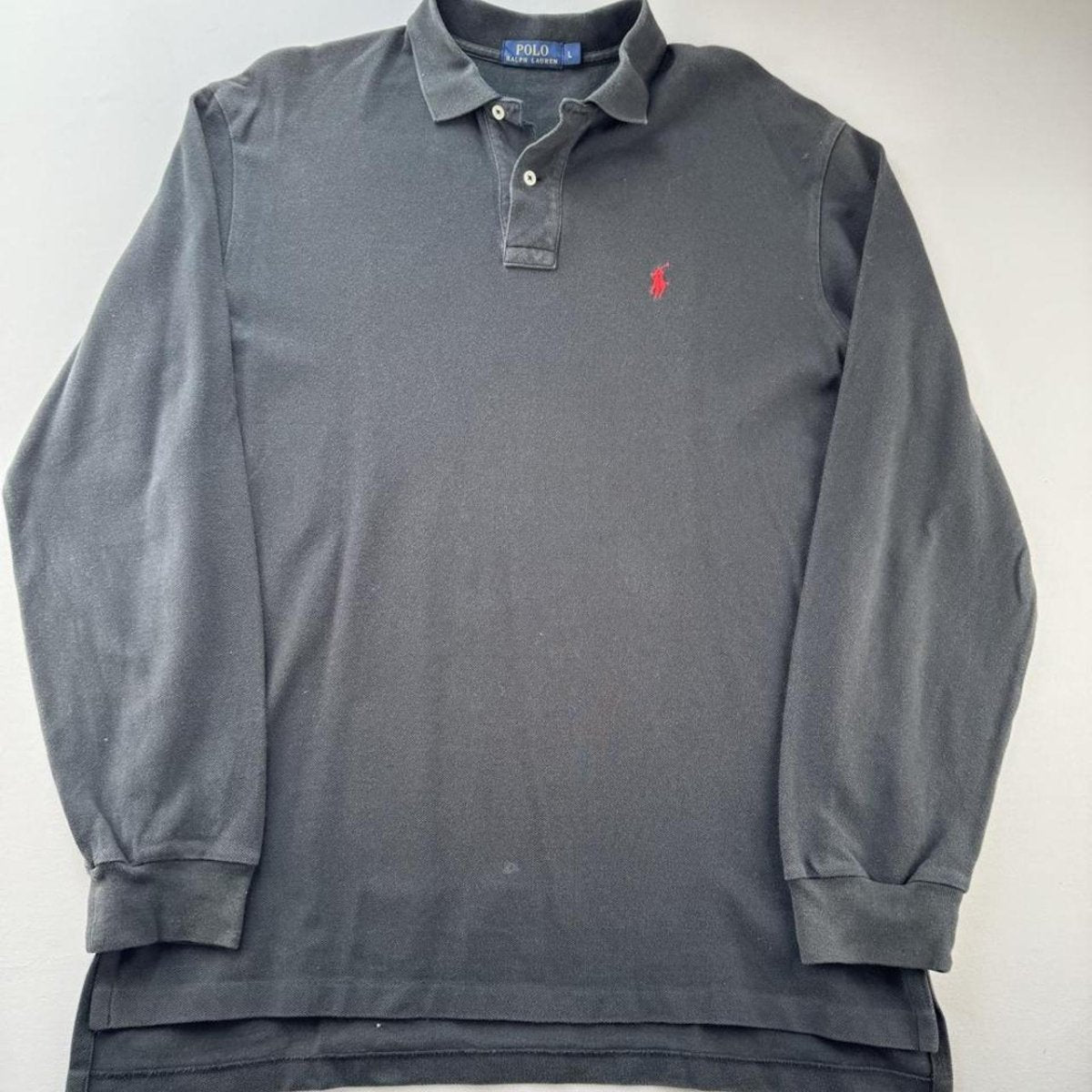 Polo Ralph Lauren Black Long Sleeve Polo Shirt L - Threads Uncovered