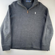 Polo Ralph Lauren Charcoal Grey Quarter Zip Fleece L - Threads Uncovered