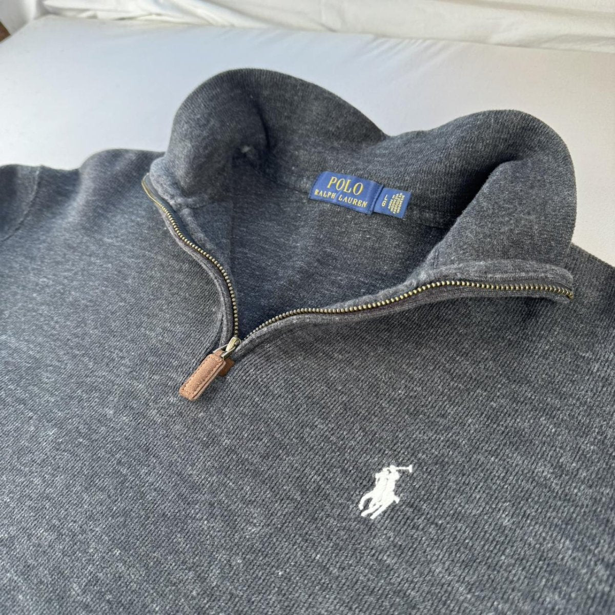 Polo Ralph Lauren Charcoal Grey Quarter Zip Fleece L - Threads Uncovered