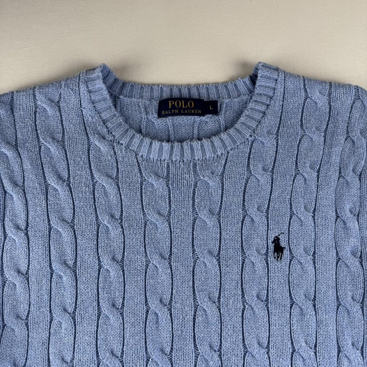 Polo Ralph Lauren Cotton Cable Knitted Jumper L - Threads Uncovered