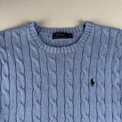 Polo Ralph Lauren Cotton Cable Knitted Jumper L - Threads Uncovered