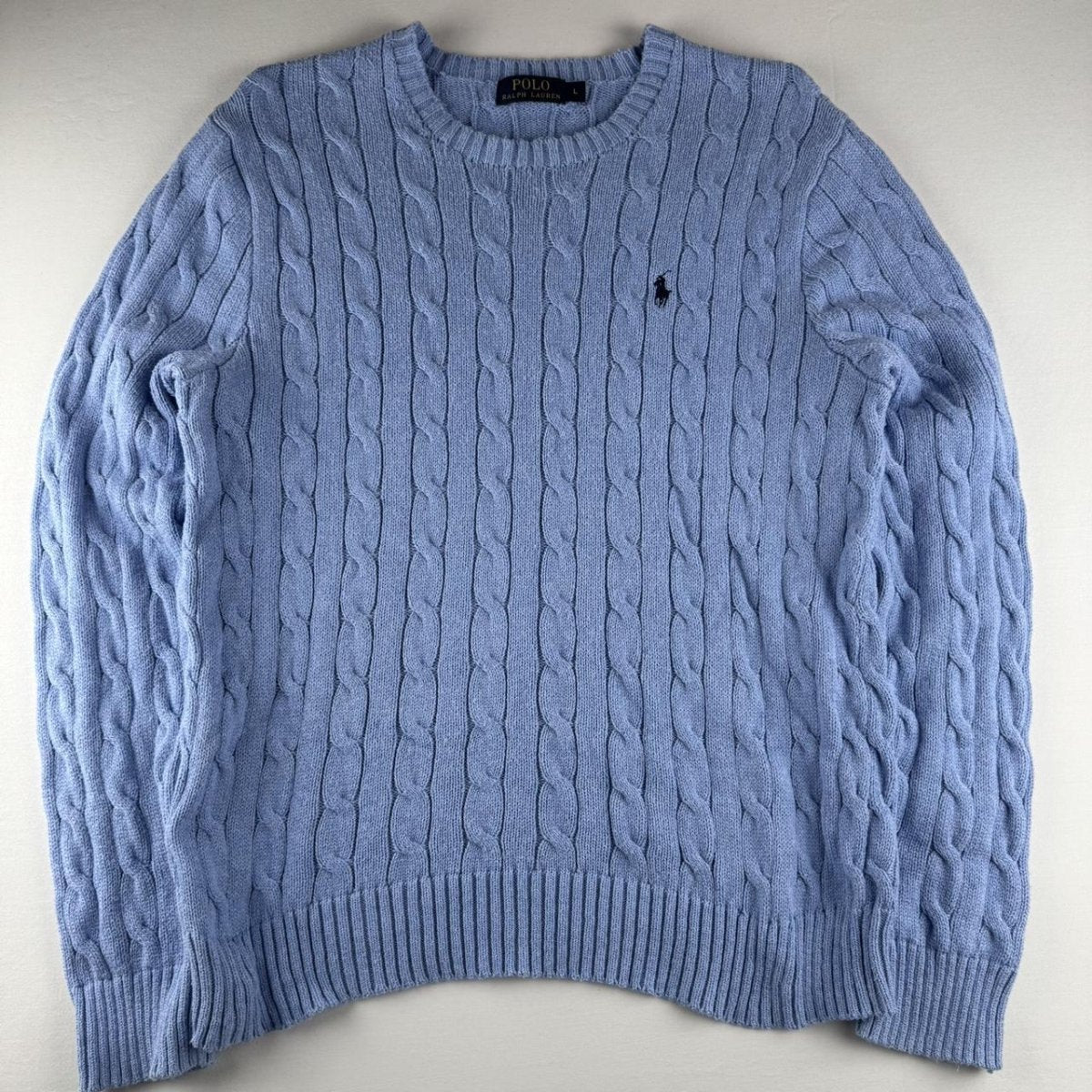 Polo Ralph Lauren Cotton Cable Knitted Jumper L - Threads Uncovered