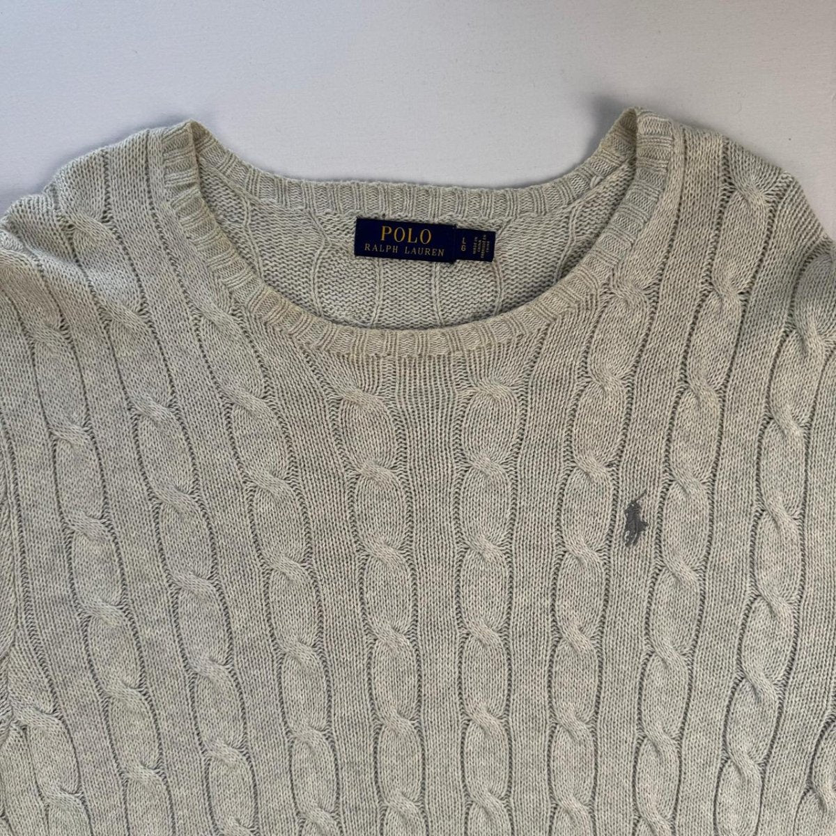 Polo Ralph Lauren Crewneck Knit Sweater in Beige Size L - Threads Uncovered