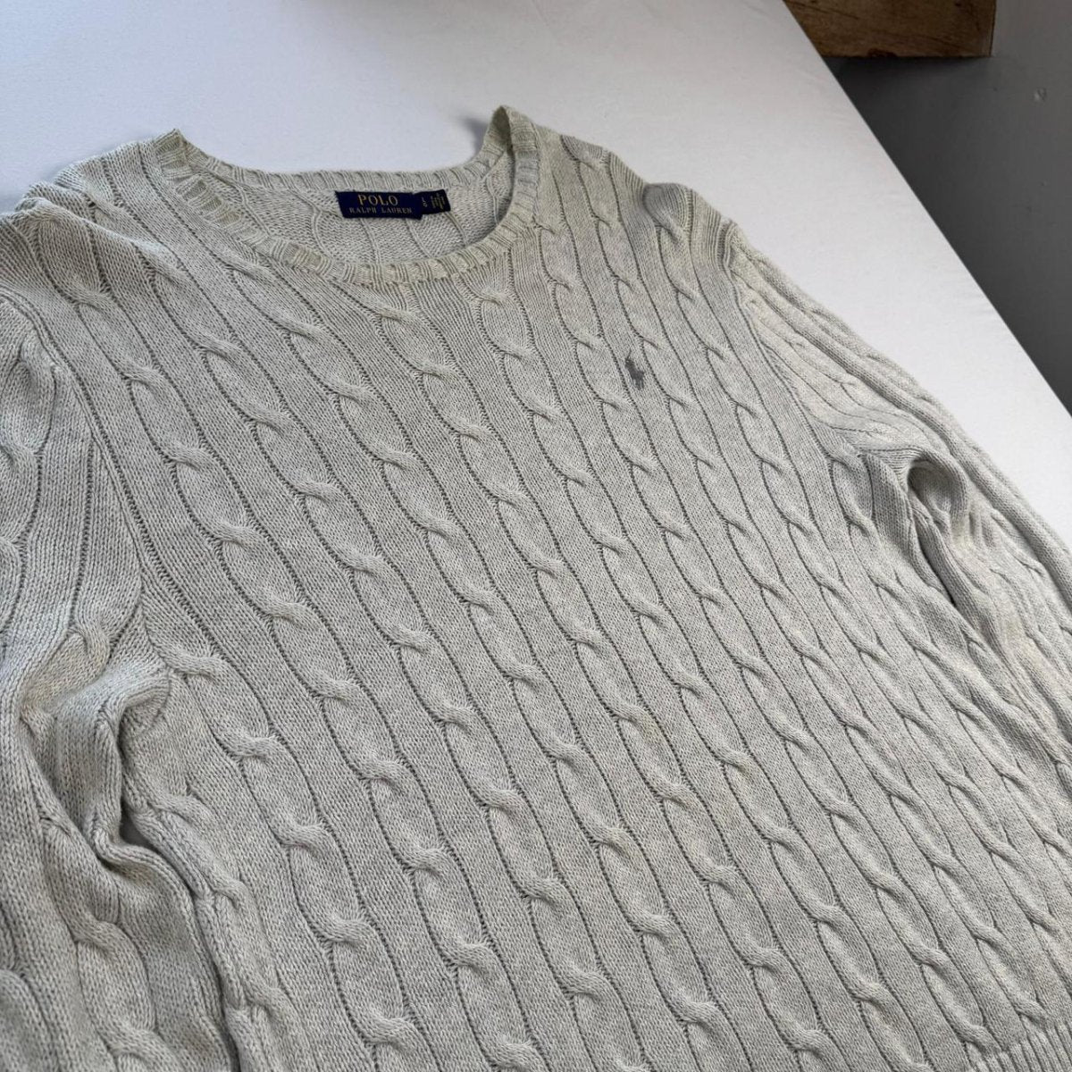 Polo Ralph Lauren Crewneck Knit Sweater in Beige Size L - Threads Uncovered