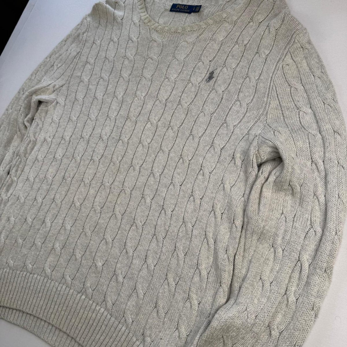 Polo Ralph Lauren Crewneck Knit Sweater in Beige Size L - Threads Uncovered