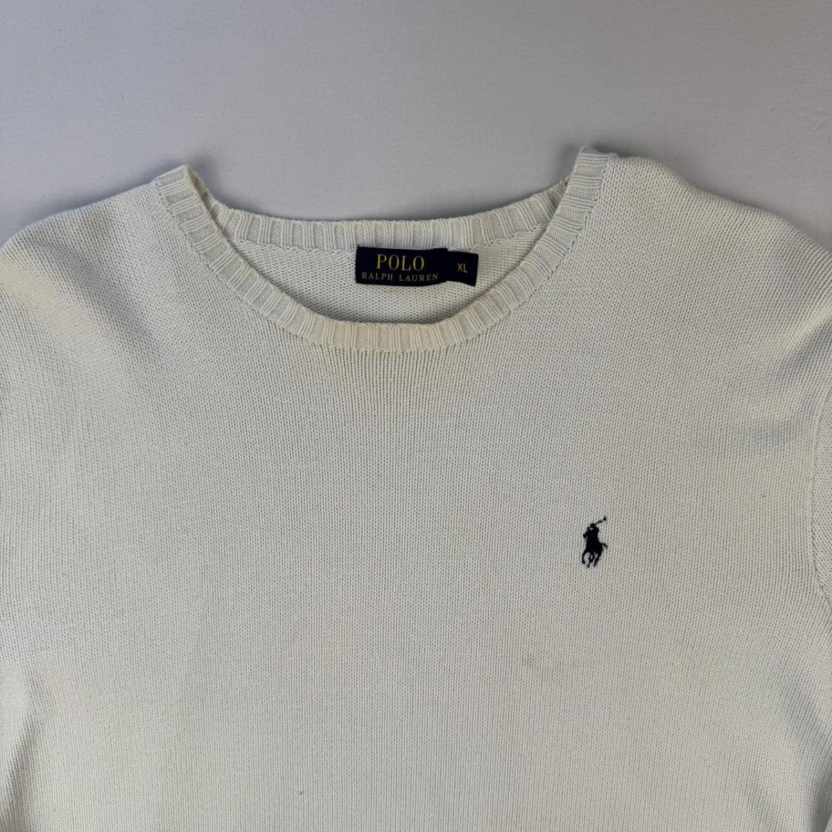 Polo Ralph Lauren Crewneck Knit Sweater in White Size XL - Threads Uncovered