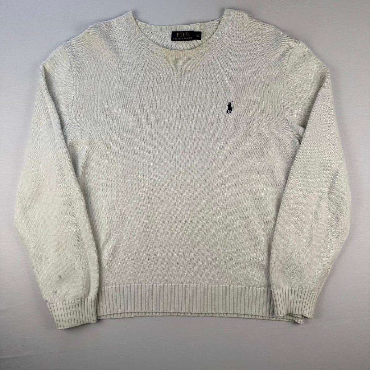 Polo Ralph Lauren Crewneck Knit Sweater in White Size XL - Threads Uncovered