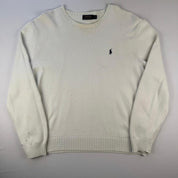 Polo Ralph Lauren Crewneck Knit Sweater in White Size XL - Threads Uncovered