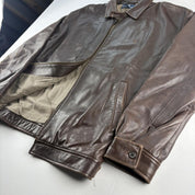 Polo Ralph Lauren Early 2000s Leather Brown Harrington Jacket L - Threads Uncovered