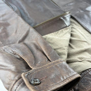 Polo Ralph Lauren Early 2000s Leather Brown Harrington Jacket L - Threads Uncovered