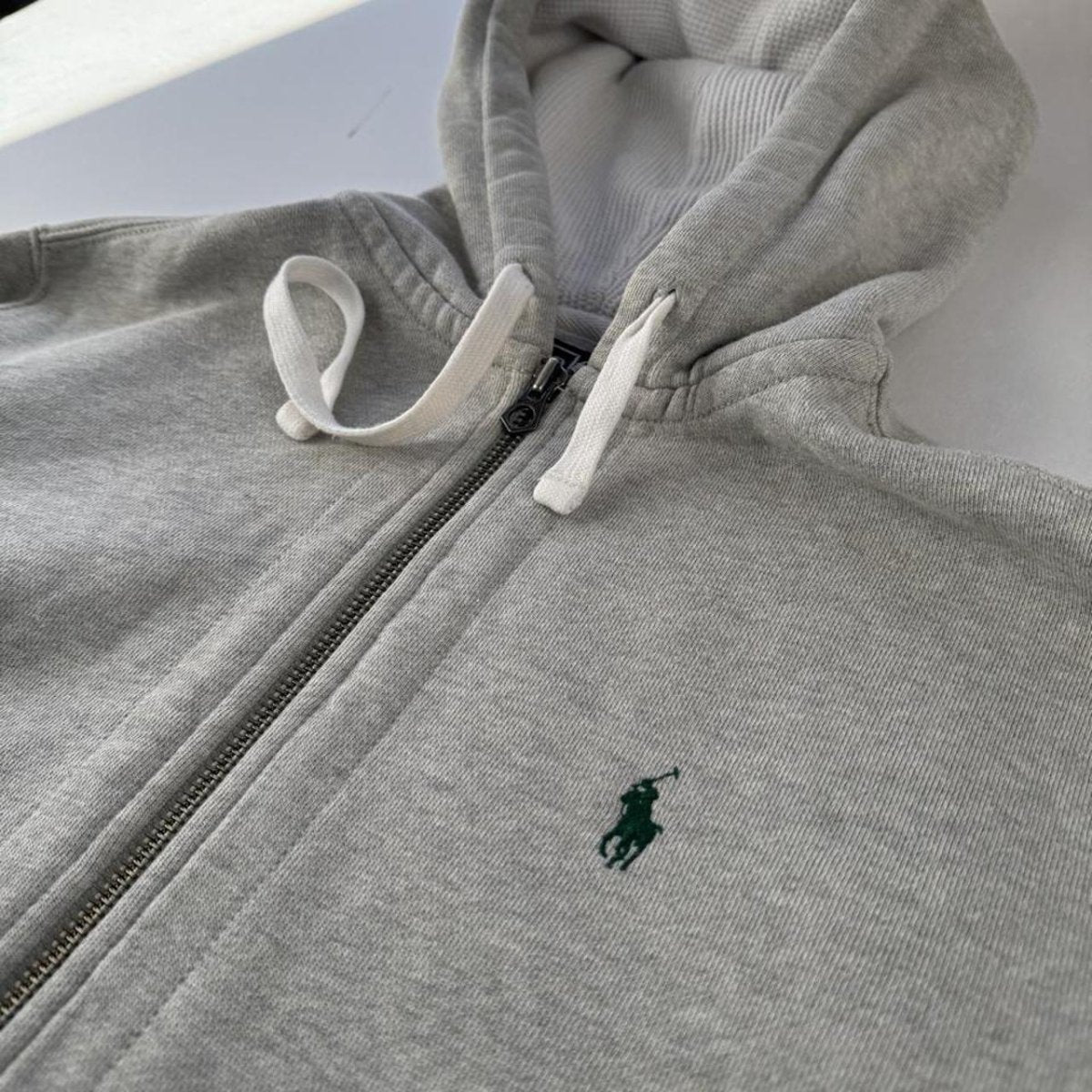 Polo Ralph Lauren Embroidered Green Pony Heavyweight Full Zip Hoodie S - Threads Uncovered