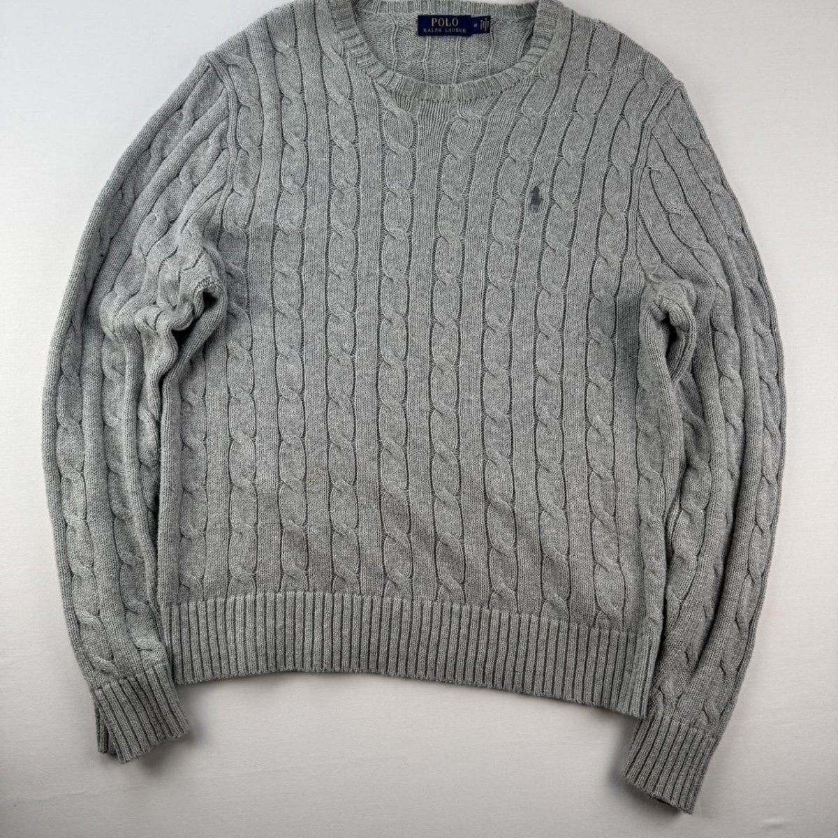 Polo Ralph Lauren Embroidered Logo Cable Knitted Jumper M - Threads Uncovered