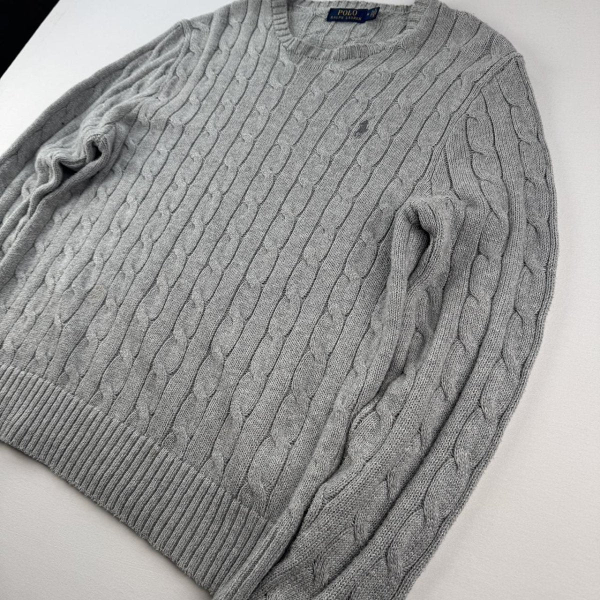 Polo Ralph Lauren Embroidered Logo Cable Knitted Jumper M - Threads Uncovered