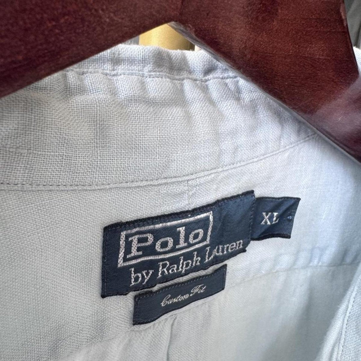 Polo Ralph Lauren Embroidered Pony Baby Blue Linen Shirt XL - Threads Uncovered