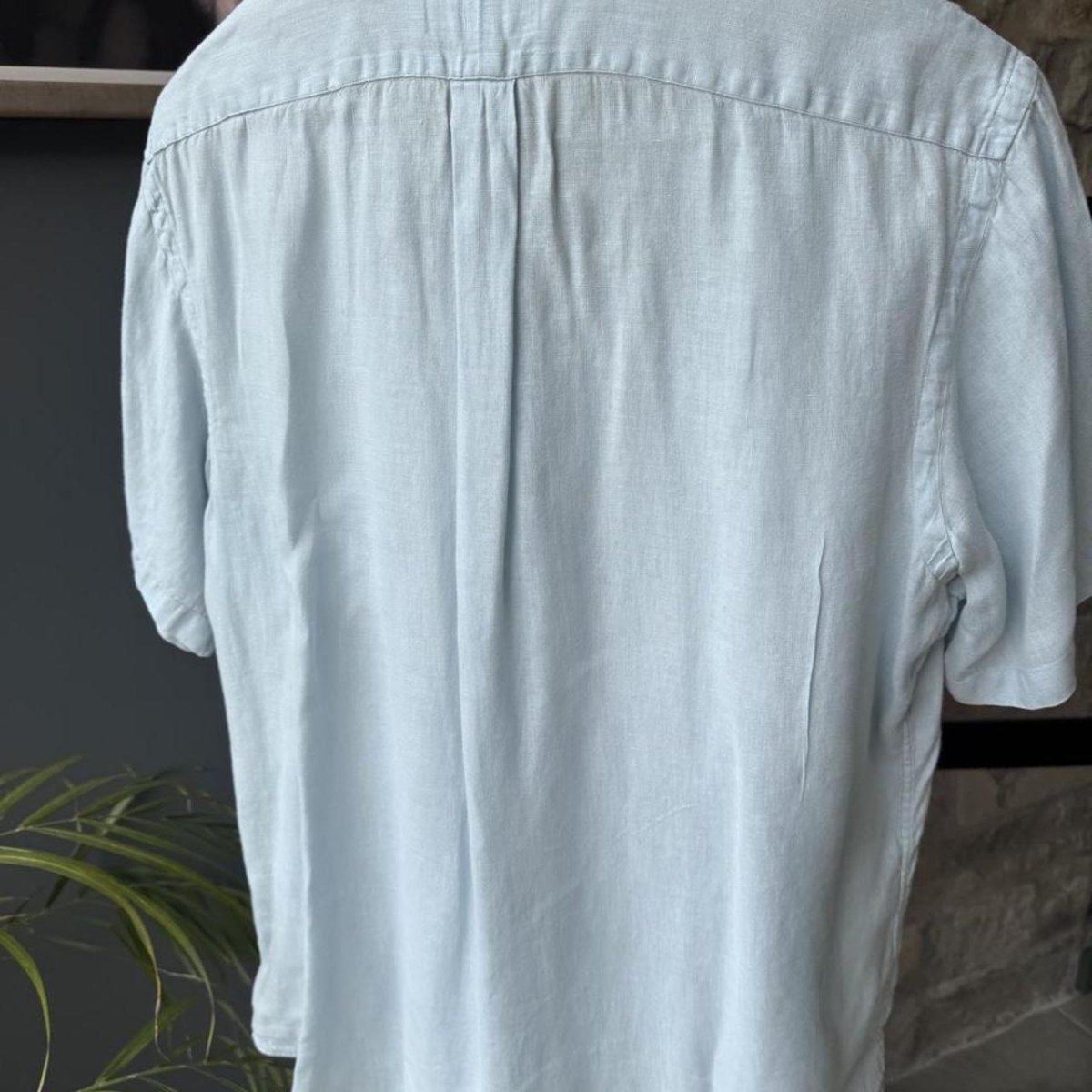 Polo Ralph Lauren Embroidered Pony Baby Blue Linen Shirt XL - Threads Uncovered