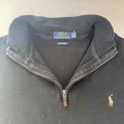 Polo Ralph Lauren Embroidered Pony Black Quarter Zip Fleece L - Threads Uncovered