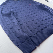 Polo Ralph Lauren Embroidered Pony Cable Knit Jumper M - Threads Uncovered