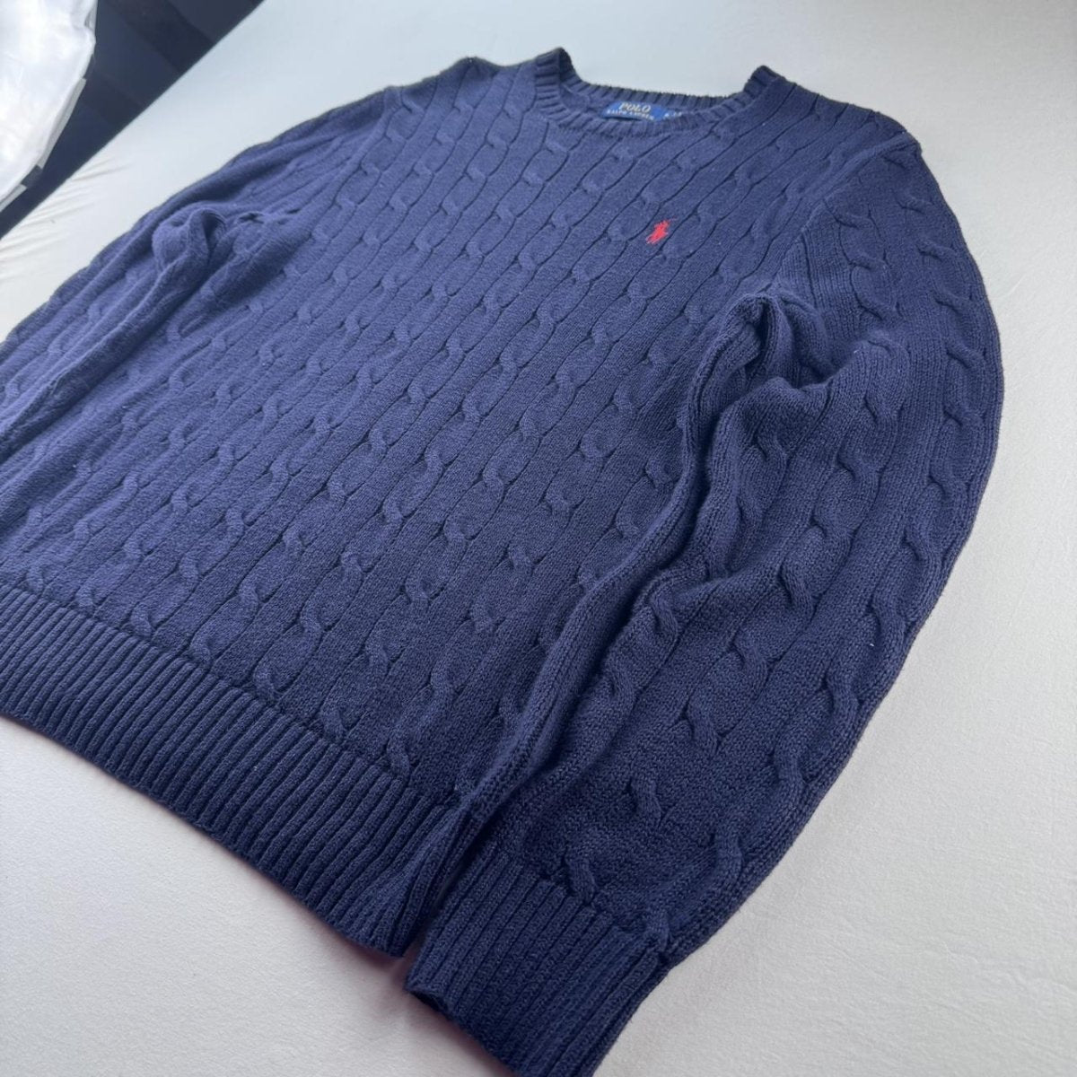 Polo Ralph Lauren Embroidered Pony Cable Knit Jumper M - Threads Uncovered