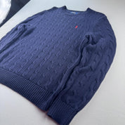 Polo Ralph Lauren Embroidered Pony Cable Knit Jumper M - Threads Uncovered
