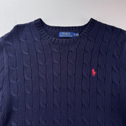 Polo Ralph Lauren Embroidered Pony Cable Knit Jumper M - Threads Uncovered