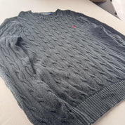 Polo Ralph Lauren Embroidered Pony Cable Knit Jumper M - Threads Uncovered