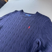 Polo Ralph Lauren Embroidered Pony Cable Knit Jumper M - Threads Uncovered