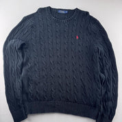 Polo Ralph Lauren Embroidered Pony Cable Knit Jumper M - Threads Uncovered